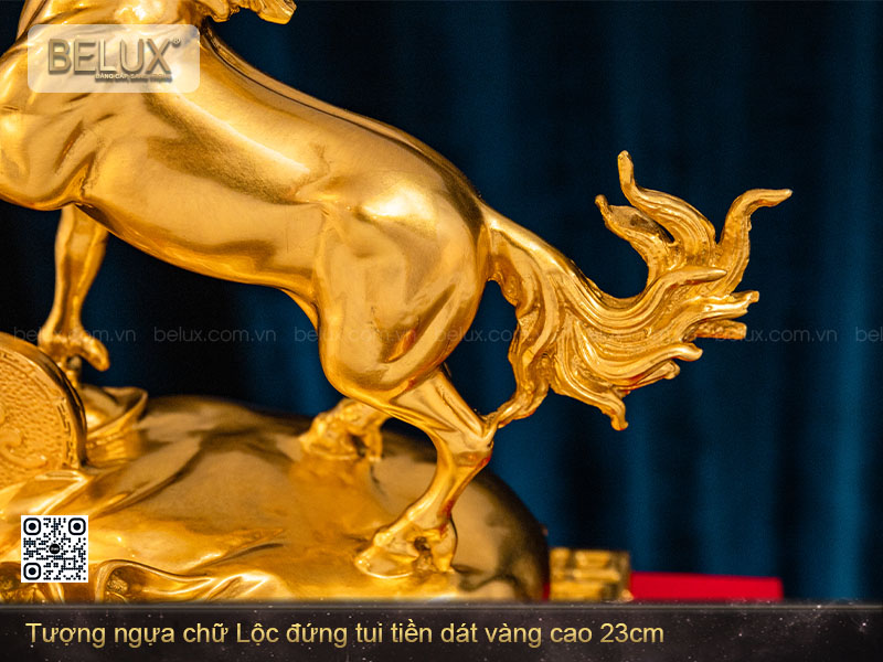 Tượng Ngựa Chữ Lộc Dát Vàng 24k